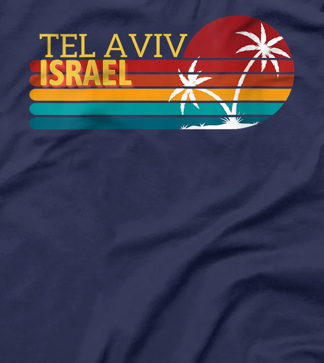 Womens Tel Aviv, Israel Retro Palm Trees Sunset T-Shirt
