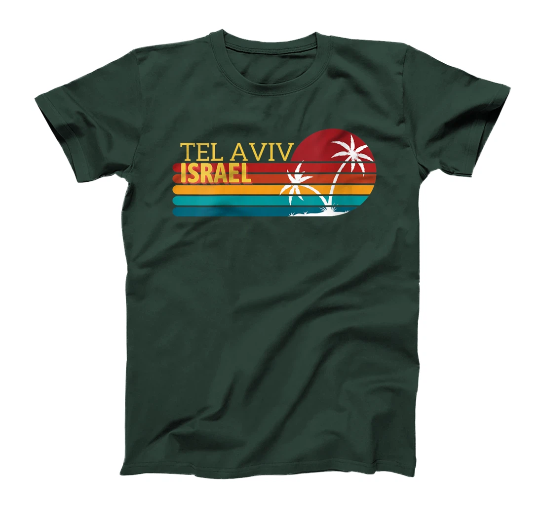 Womens Tel Aviv, Israel Retro Palm Trees Sunset T-Shirt