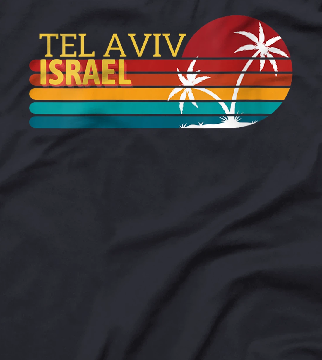 Womens Tel Aviv, Israel Retro Palm Trees Sunset T-Shirt