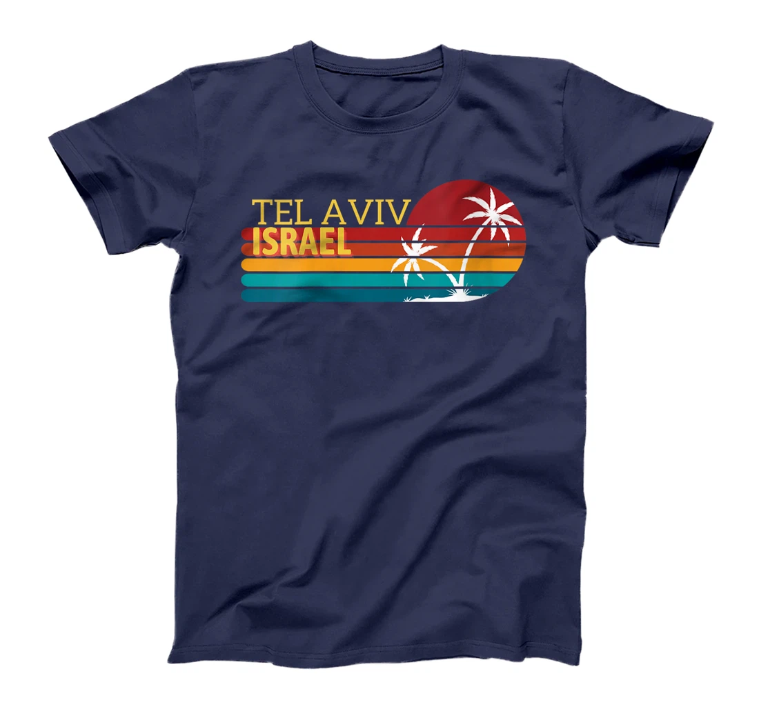 Womens Tel Aviv, Israel Retro Palm Trees Sunset T-Shirt