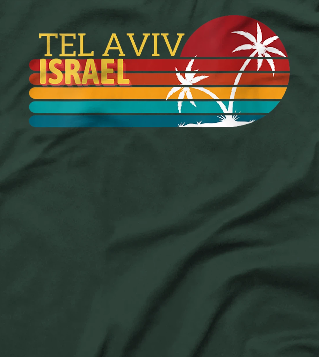 Womens Tel Aviv, Israel Retro Palm Trees Sunset T-Shirt