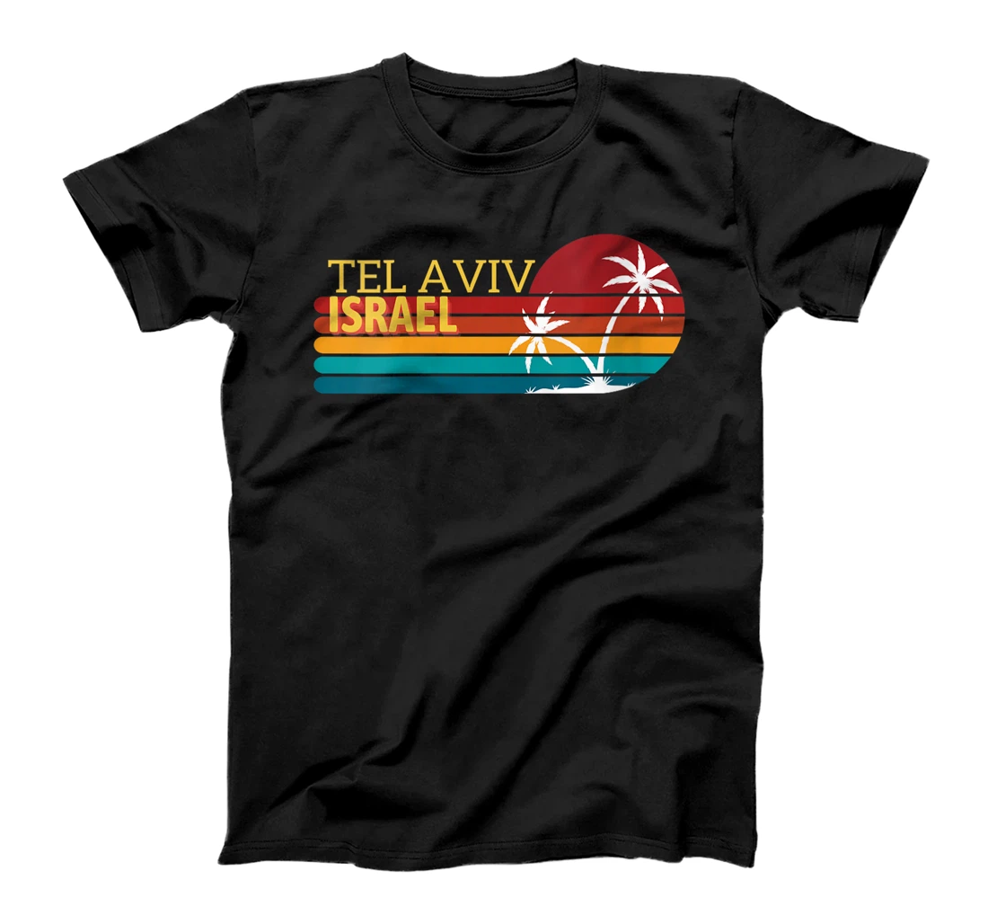 Womens Tel Aviv, Israel Retro Palm Trees Sunset T-Shirt
