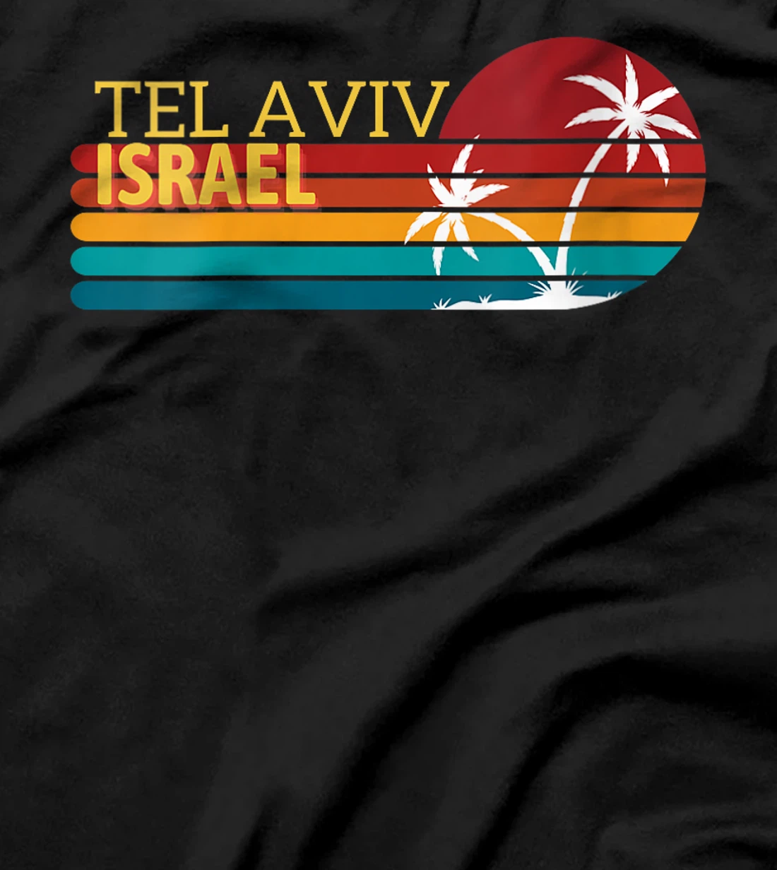 Womens Tel Aviv, Israel Retro Palm Trees Sunset T-Shirt