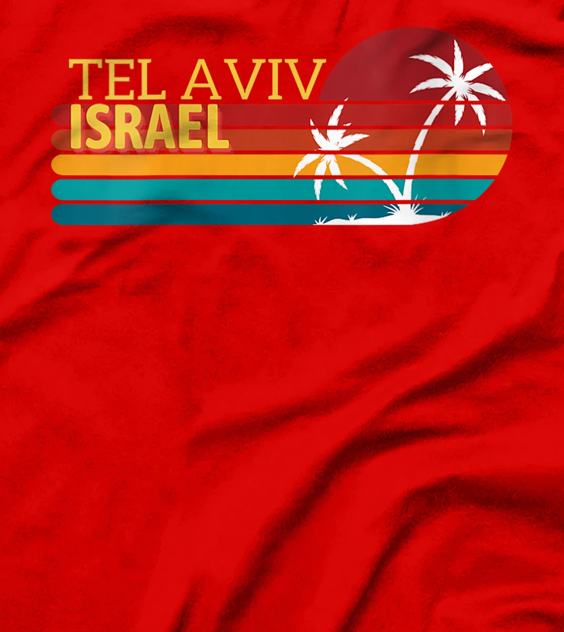 Womens Tel Aviv, Israel Retro Palm Trees Sunset T-Shirt