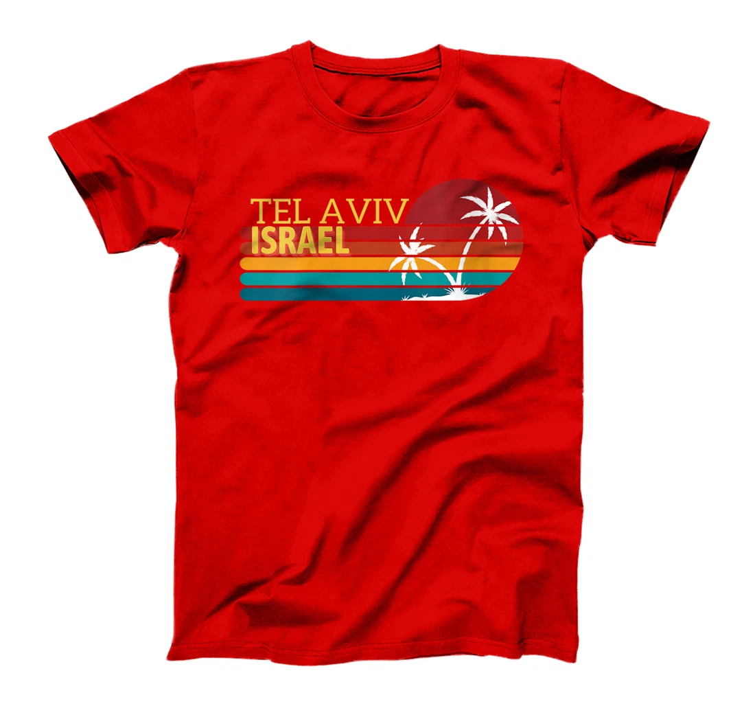 Womens Tel Aviv, Israel Retro Palm Trees Sunset T-Shirt