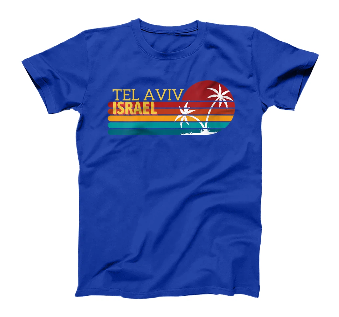 Womens Tel Aviv, Israel Retro Palm Trees Sunset T-Shirt