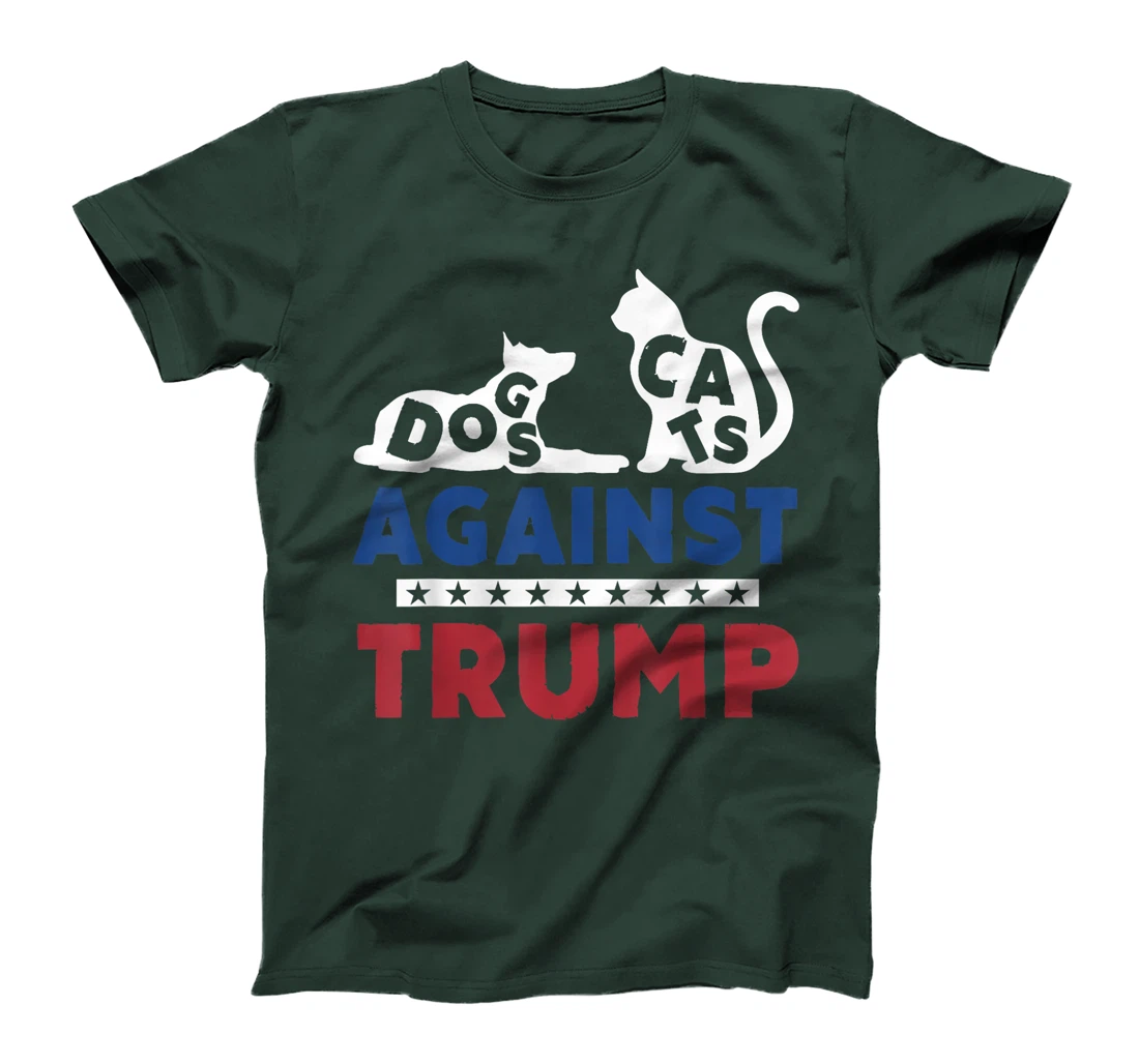 Cats And Dogs Against Trump 2024 Anti Trump USA Flag T-Shirt