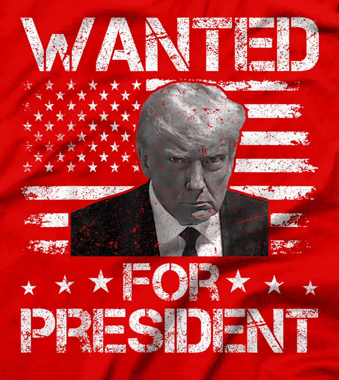 Wanted For President Vintage USA Flag Trump 2024 T-Shirt