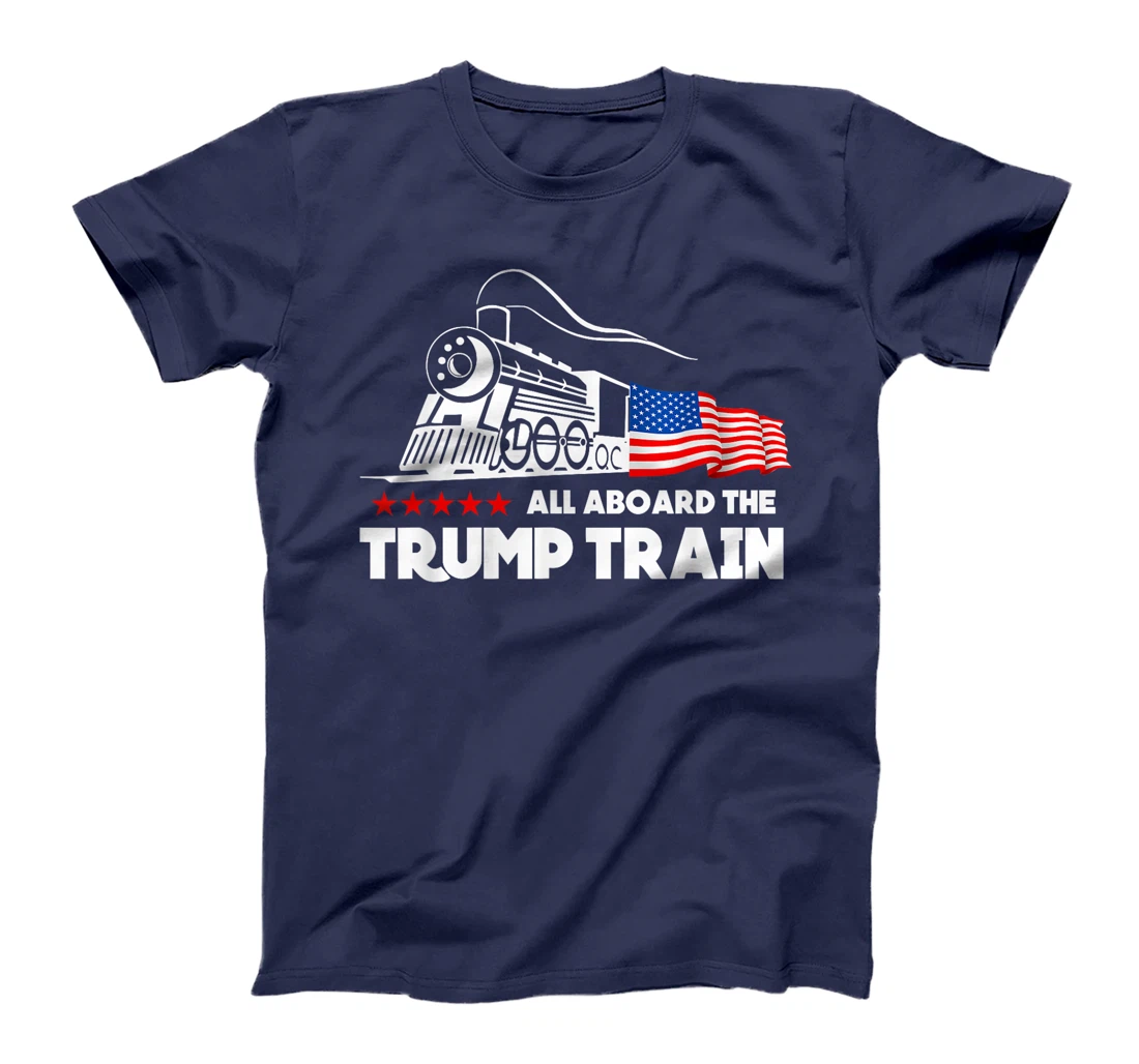 All Aboard the Trump Train 2024 American Flag T-Shirt