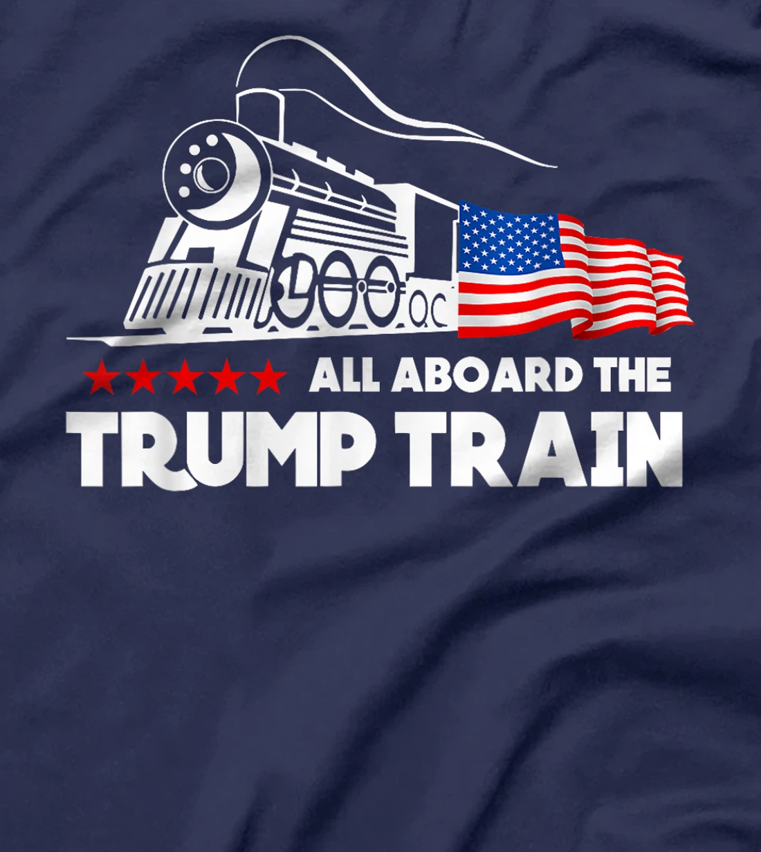 All Aboard the Trump Train 2024 American Flag T-Shirt