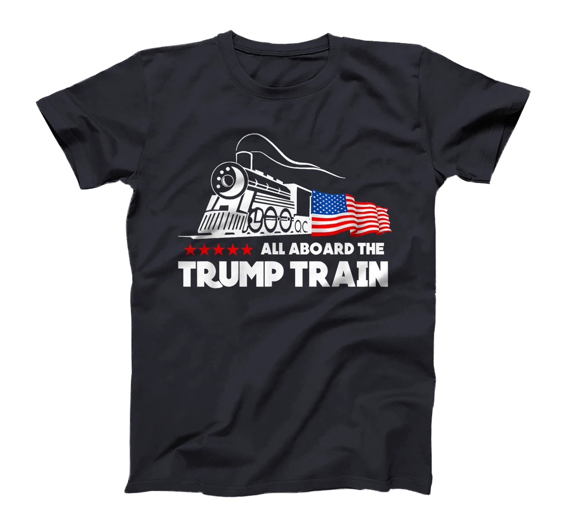All Aboard the Trump Train 2024 American Flag T-Shirt