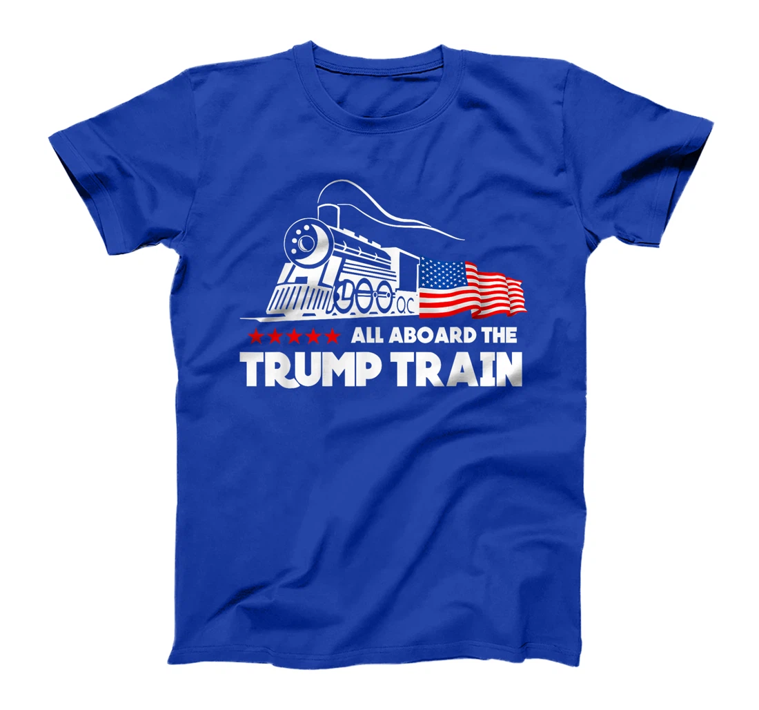All Aboard the Trump Train 2024 American Flag T-Shirt