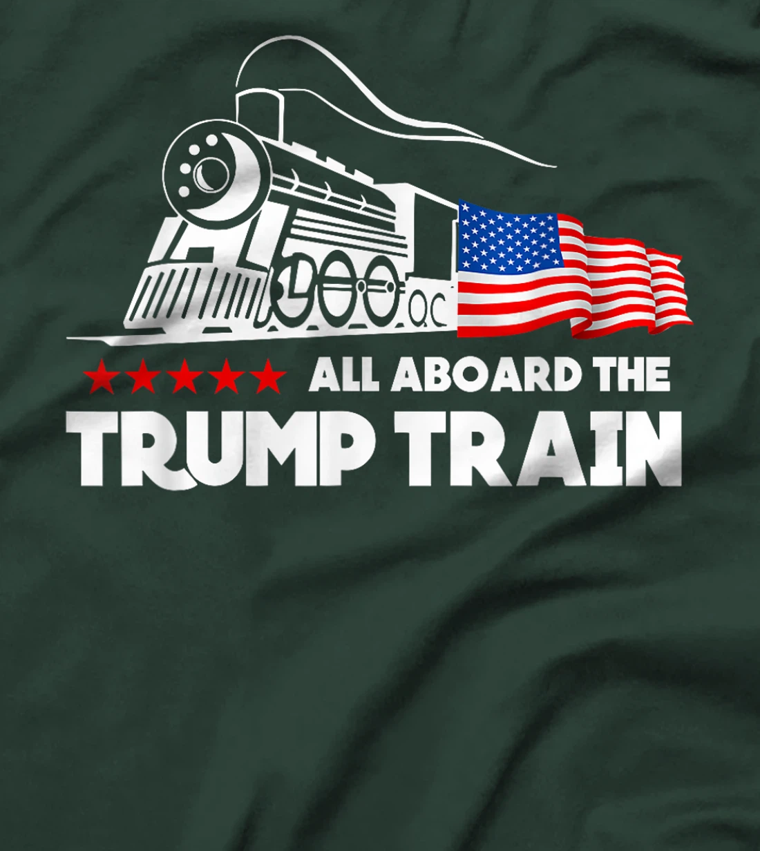 All Aboard the Trump Train 2024 American Flag T-Shirt