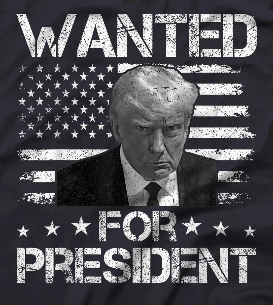 Wanted For President Vintage USA Flag Trump 2024 T-Shirt