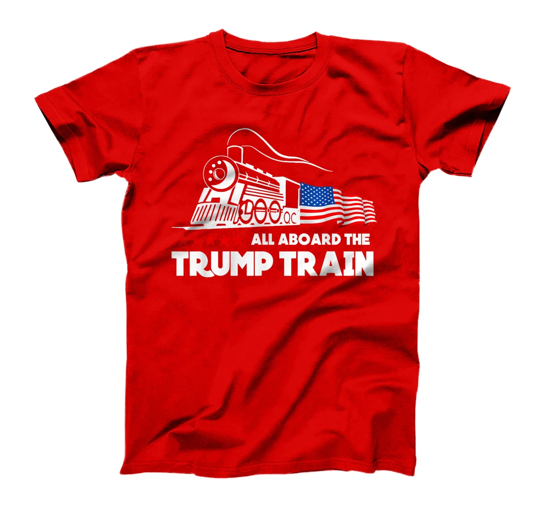 All Aboard the Trump Train 2024 American Flag T-Shirt