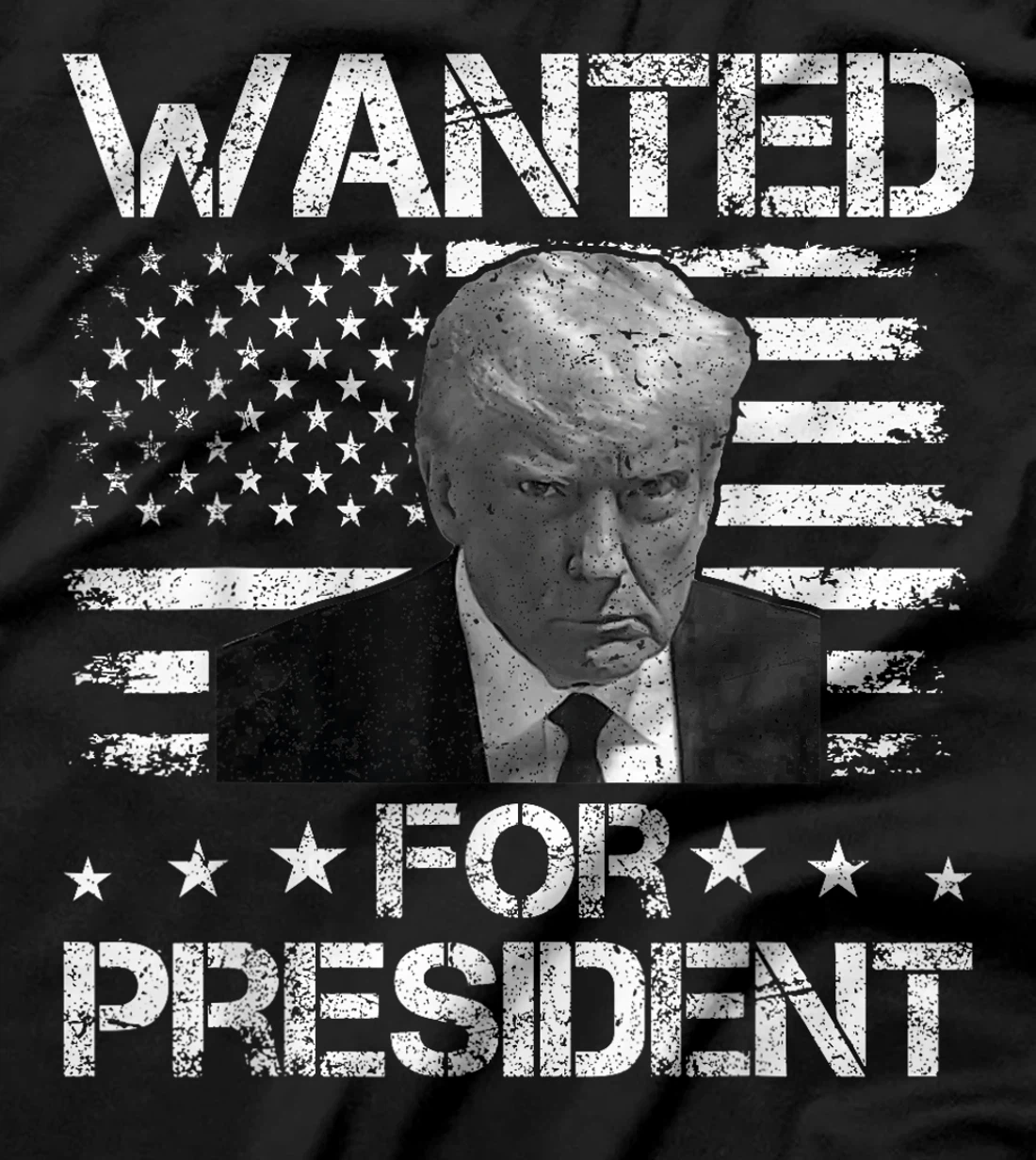 Wanted For President Vintage USA Flag Trump 2024 T-Shirt