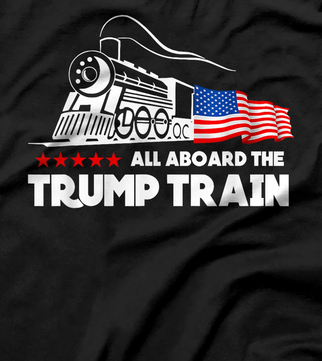 All Aboard the Trump Train 2024 American Flag T-Shirt