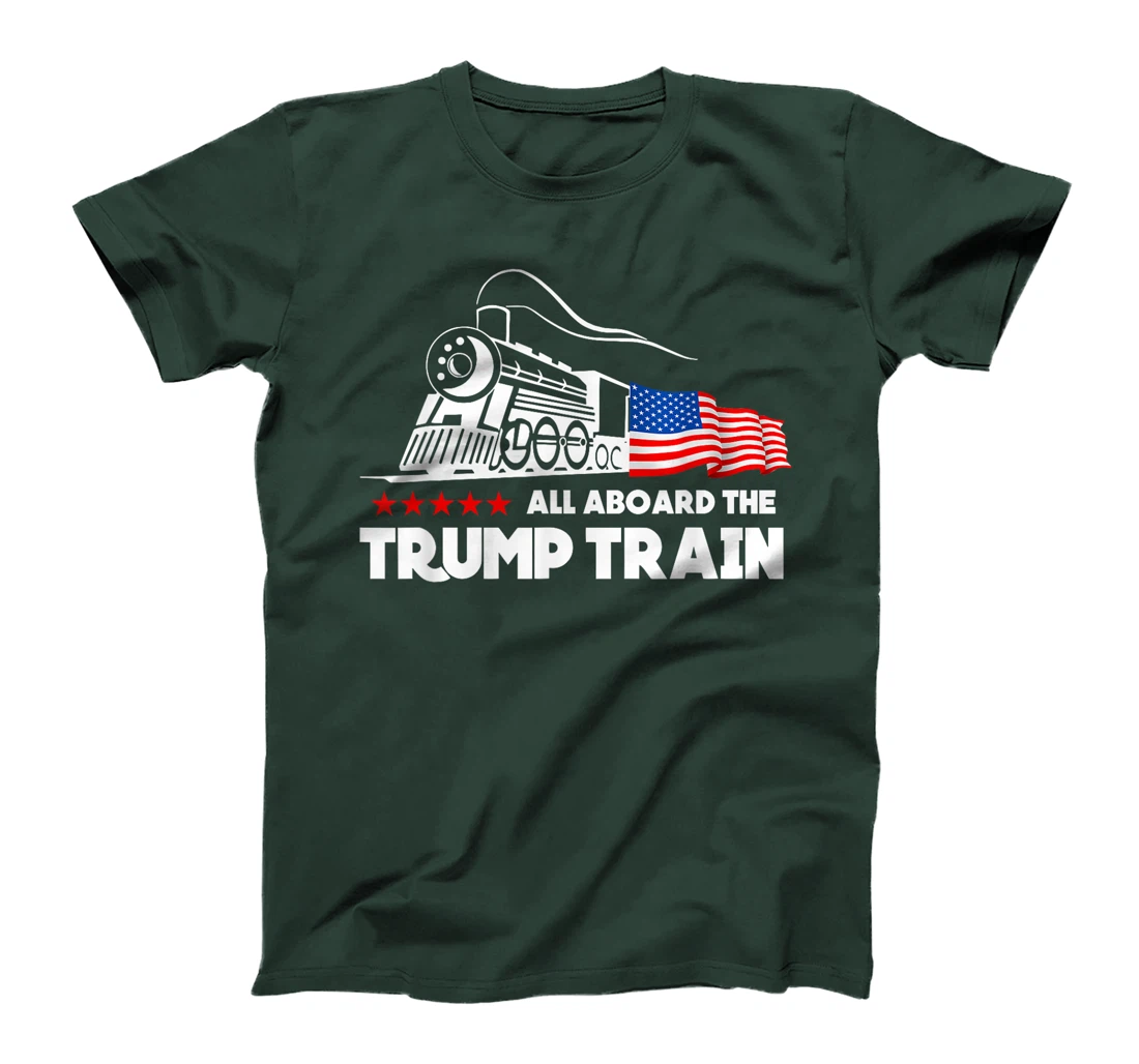All Aboard the Trump Train 2024 American Flag T-Shirt