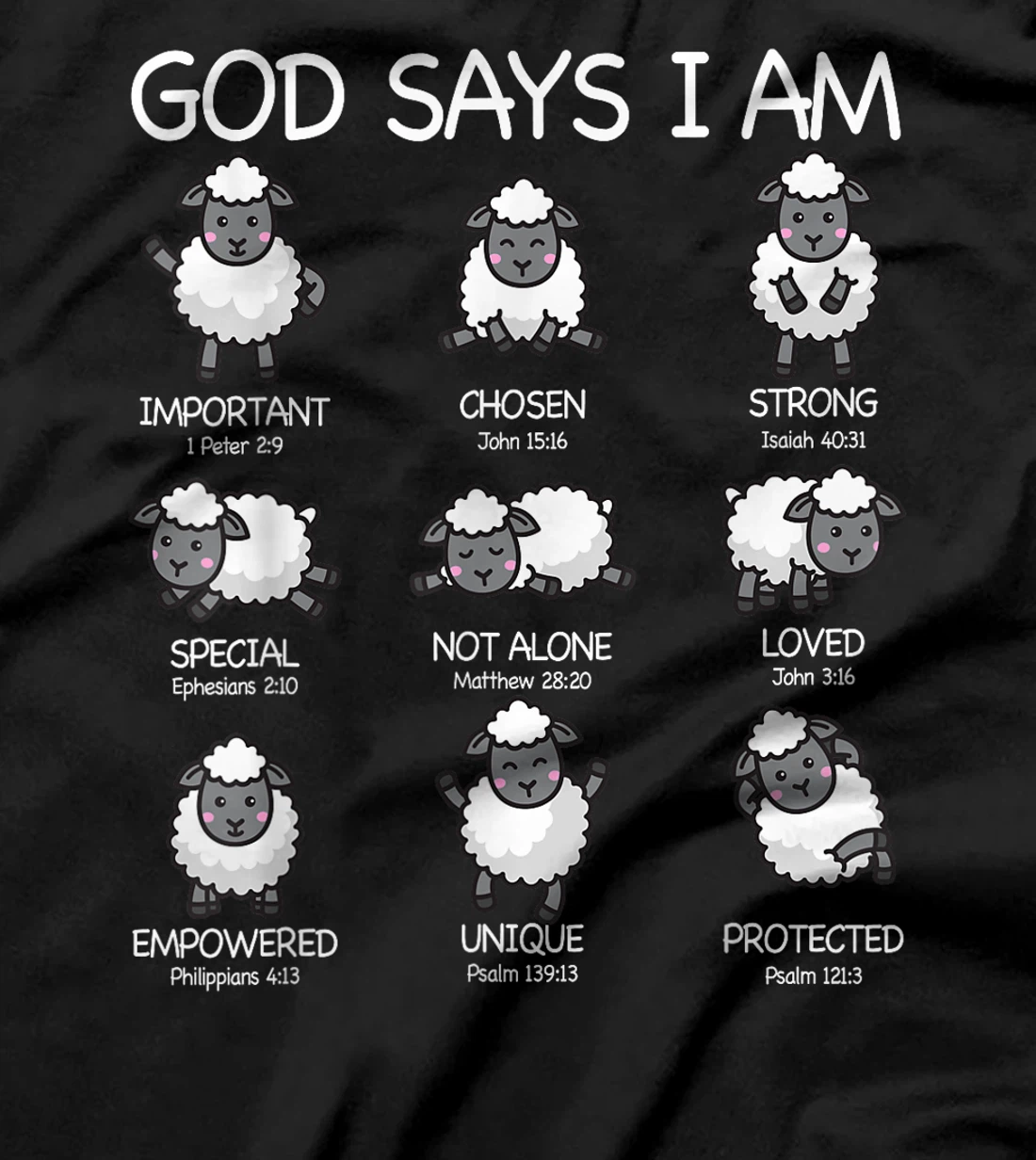 God Says I Am Cute Sheep Bible Verse Kids Toddler Girls T-Shirt