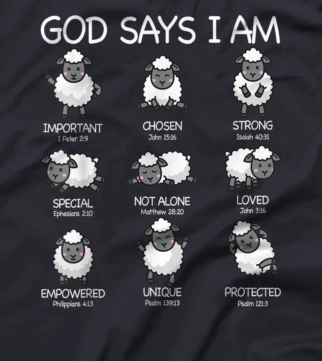 God Says I Am Cute Sheep Bible Verse Kids Toddler Girls T-Shirt