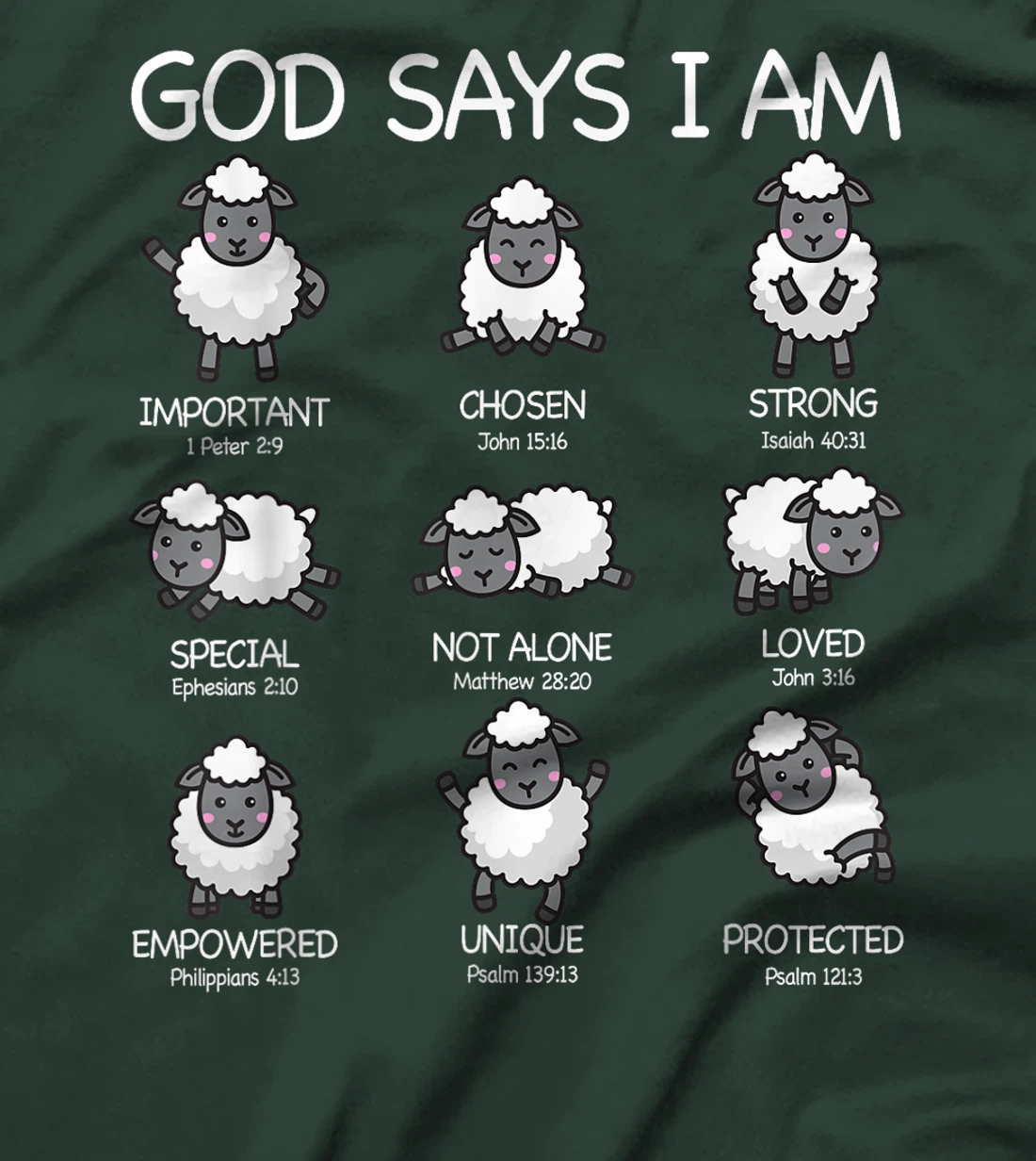God Says I Am Cute Sheep Bible Verse Kids Toddler Girls T-Shirt