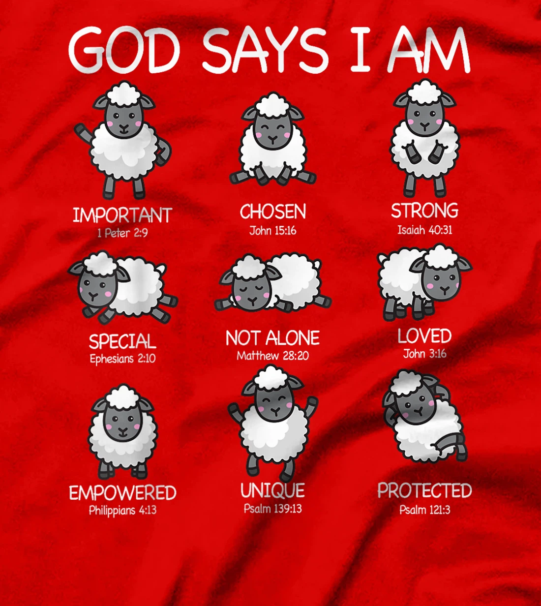 God Says I Am Cute Sheep Bible Verse Kids Toddler Girls T-Shirt