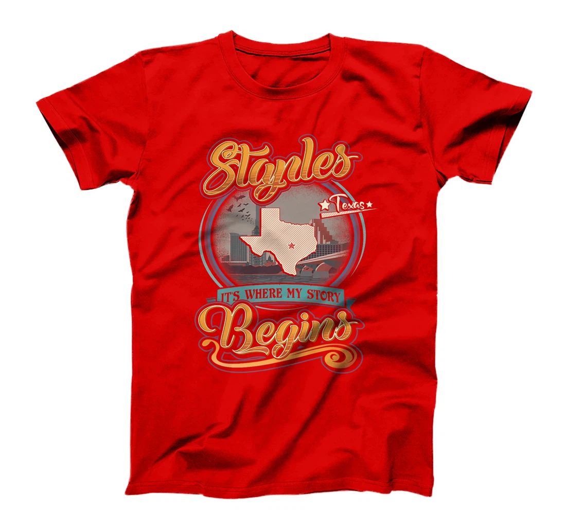 Womens Vintage Staples Texas Hometown My Story Begins T-Shirt