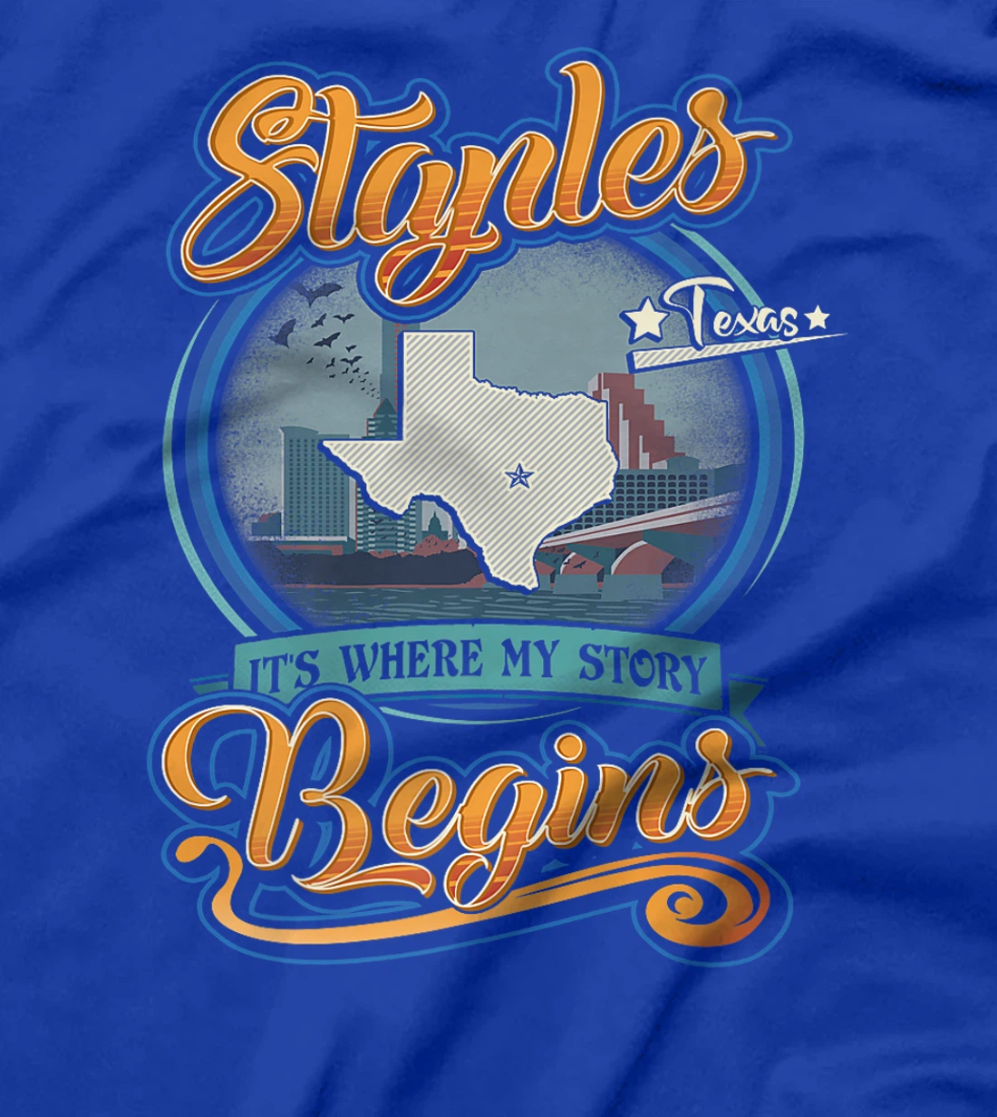 Womens Vintage Staples Texas Hometown My Story Begins T-Shirt