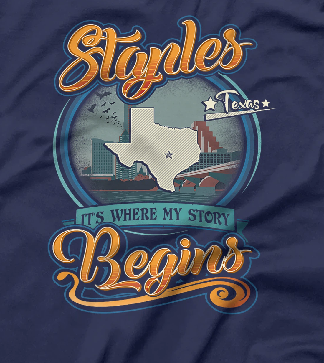Womens Vintage Staples Texas Hometown My Story Begins T-Shirt
