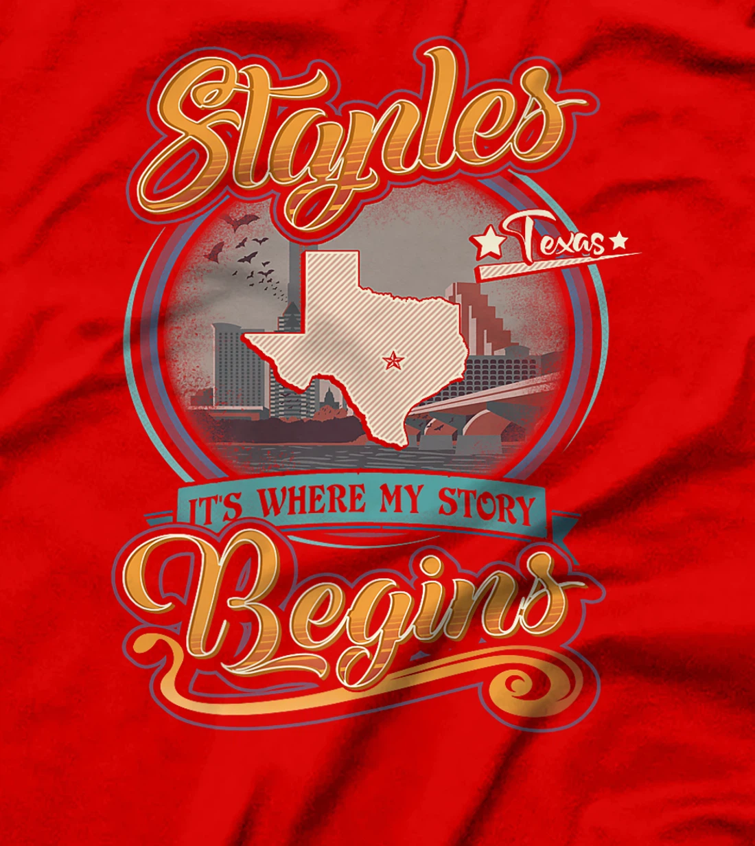 Womens Vintage Staples Texas Hometown My Story Begins T-Shirt
