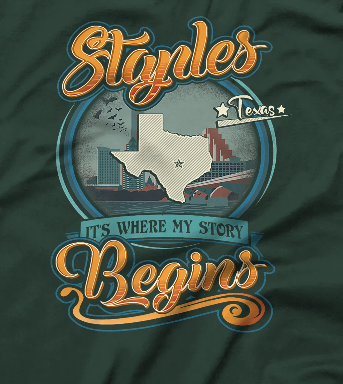 Womens Vintage Staples Texas Hometown My Story Begins T-Shirt