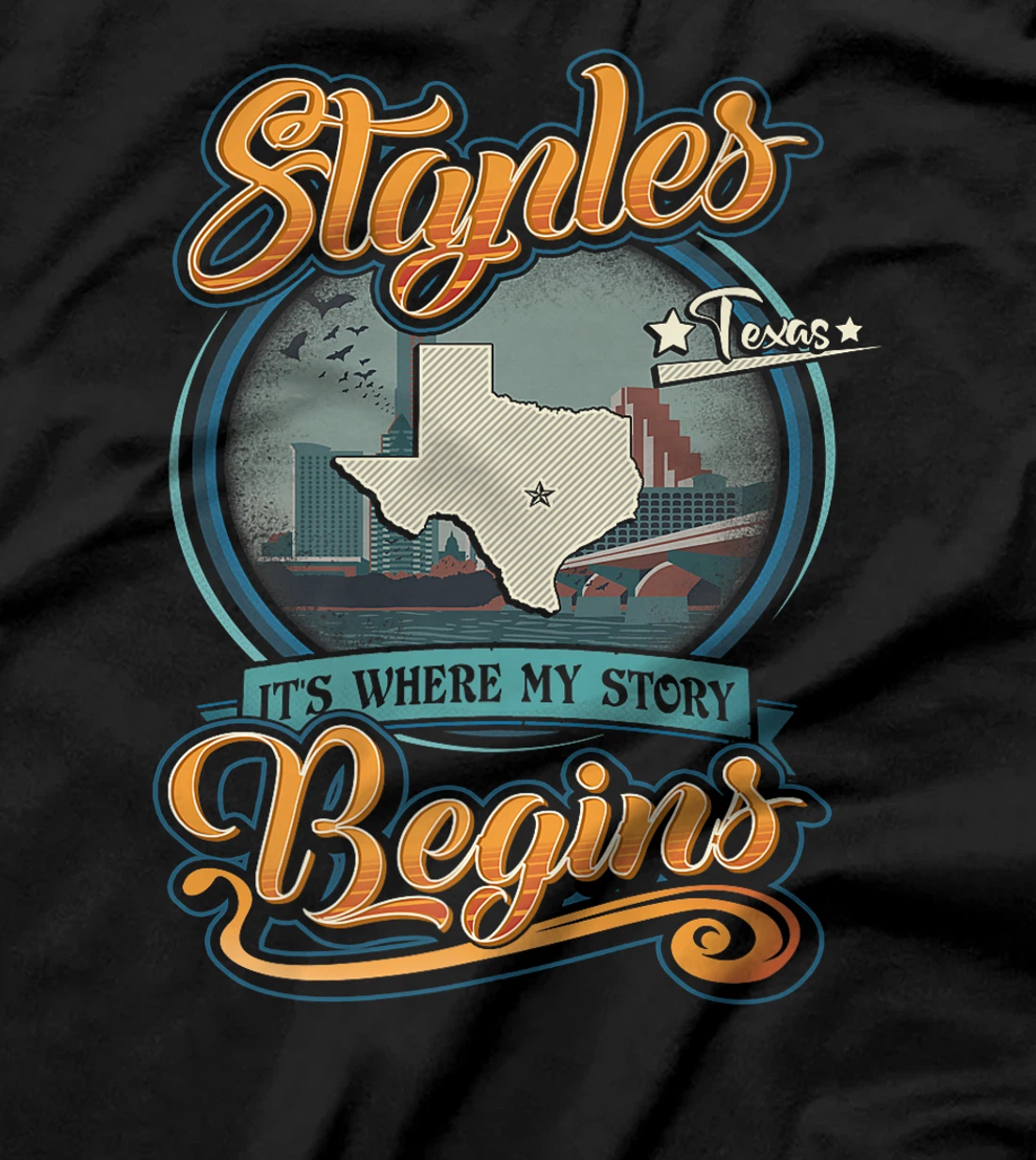 Womens Vintage Staples Texas Hometown My Story Begins T-Shirt