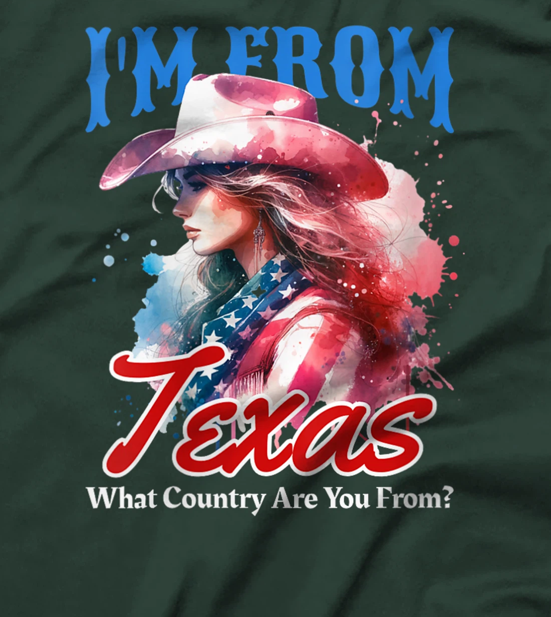 Womens I'm From Texas, What Country Are You From? Funny Pun T-Shirt