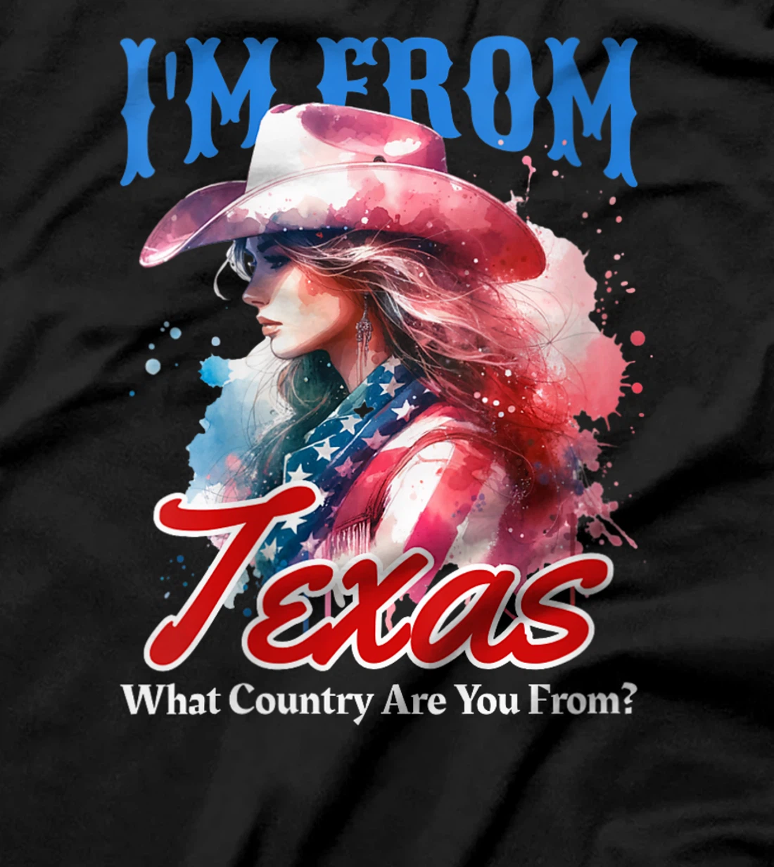Womens I'm From Texas, What Country Are You From? Funny Pun T-Shirt
