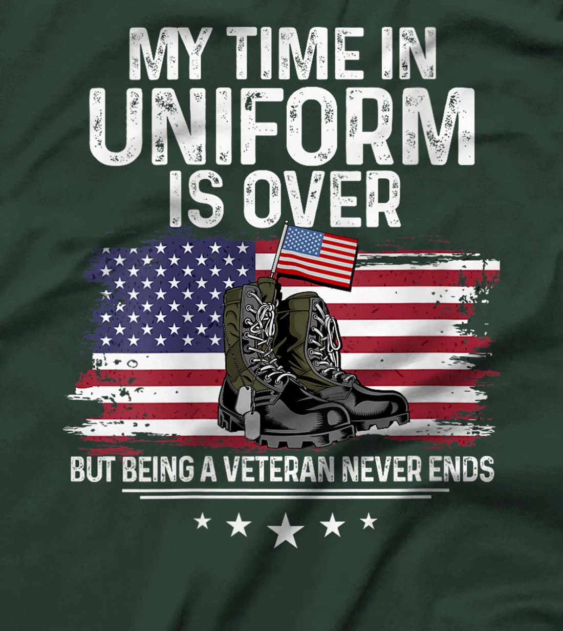 Womens My Time In Uniform Is Over But Being A Veteran Never Ends T-Shirt
