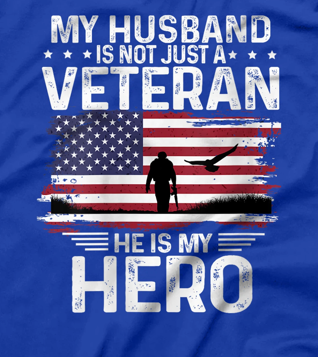 Womens My Husband Is Veteran He Is My Hero Shirt Soldier and Eagle T-Shirt