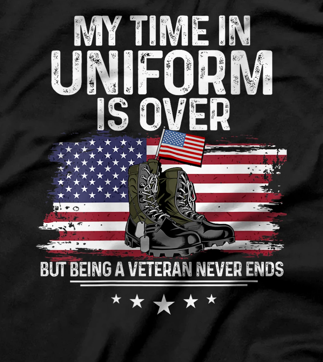 Womens My Time In Uniform Is Over But Being A Veteran Never Ends T-Shirt