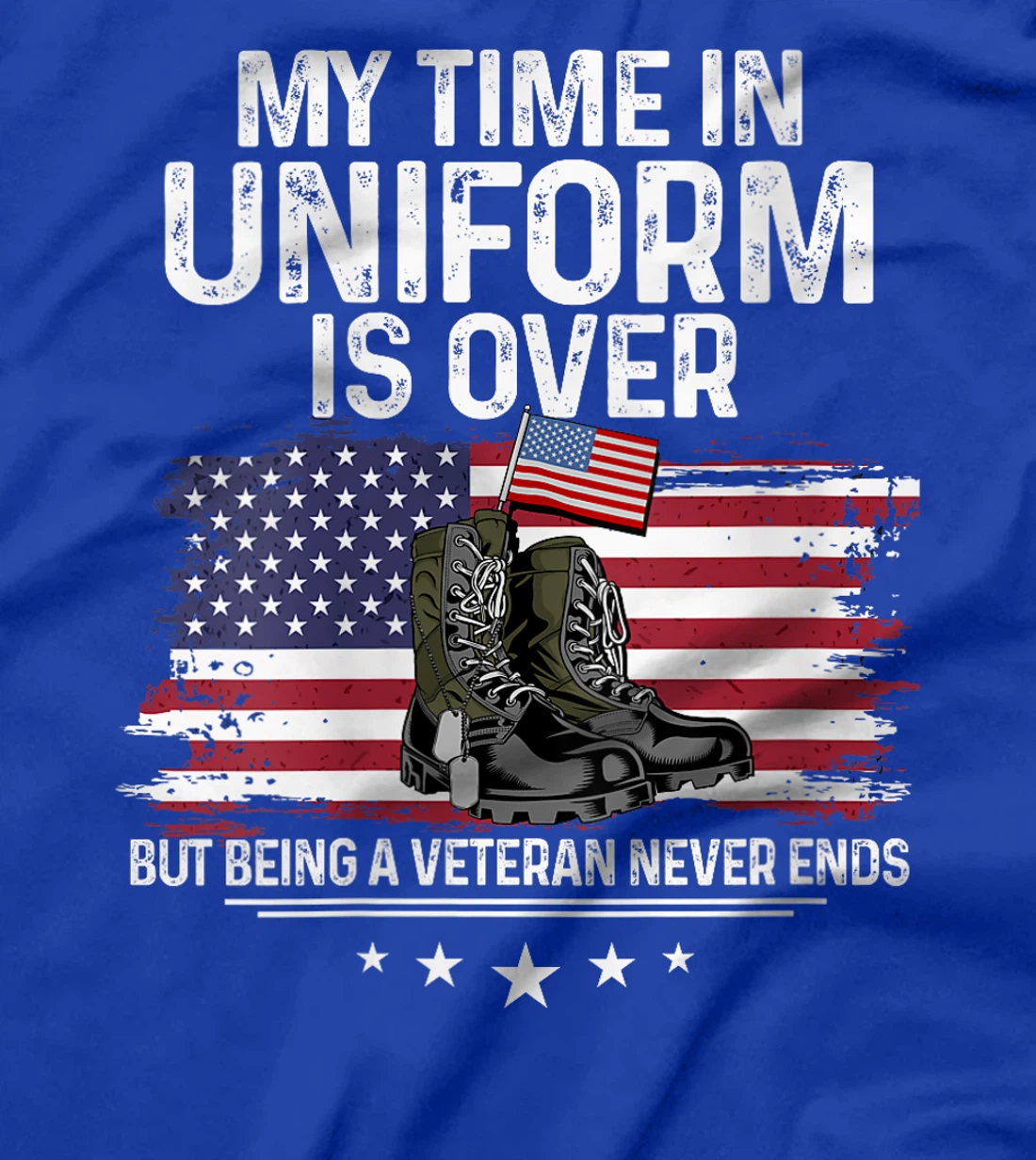 Womens My Time In Uniform Is Over But Being A Veteran Never Ends T-Shirt