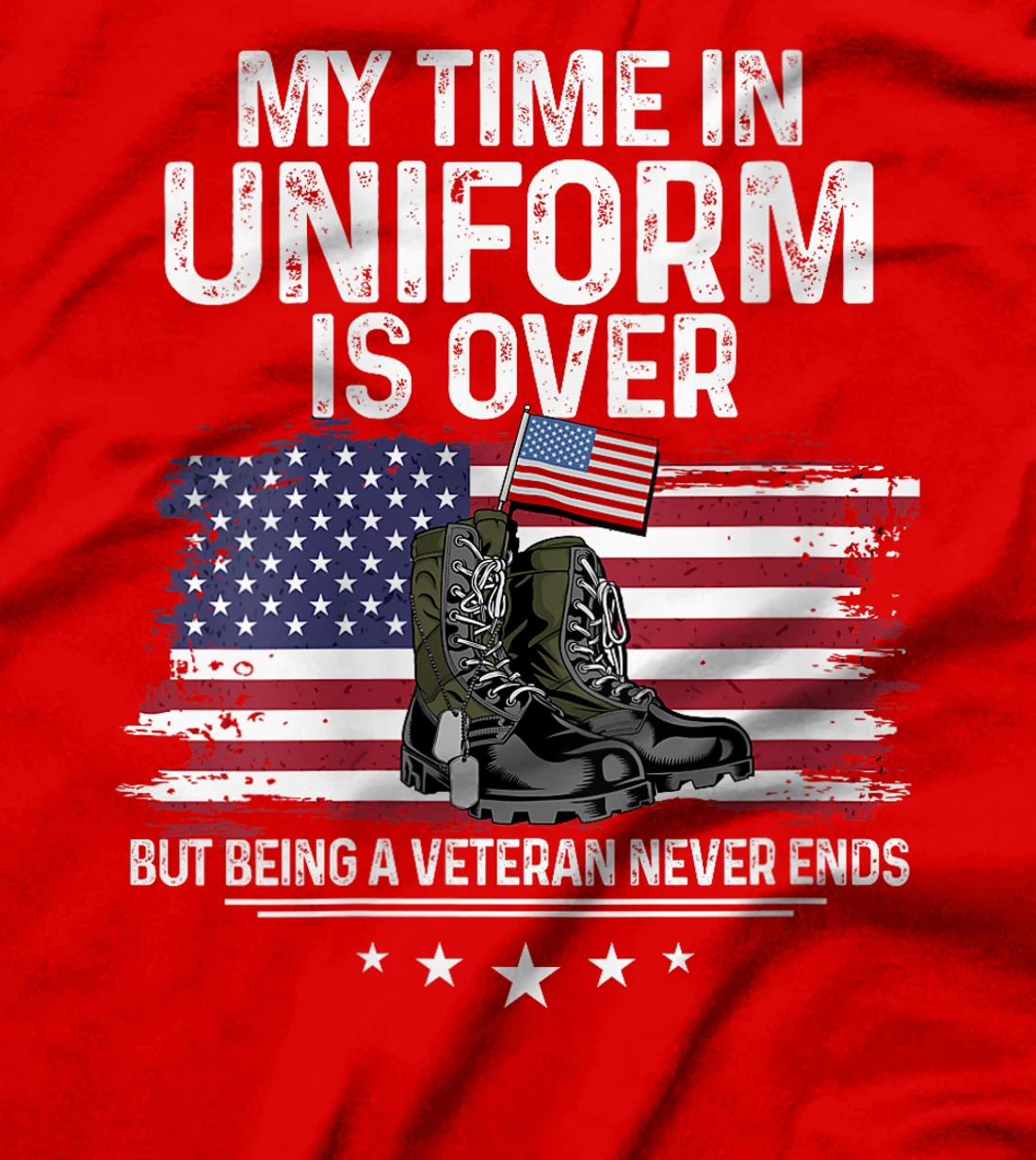 Womens My Time In Uniform Is Over But Being A Veteran Never Ends T-Shirt