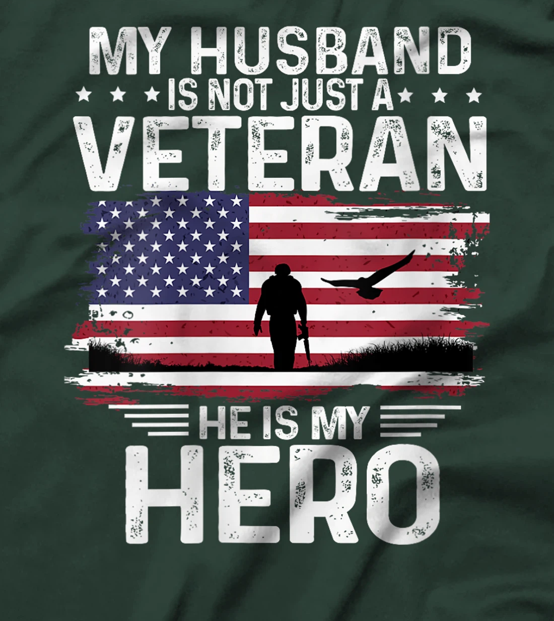 Womens My Husband Is Veteran He Is My Hero Shirt Soldier and Eagle T-Shirt