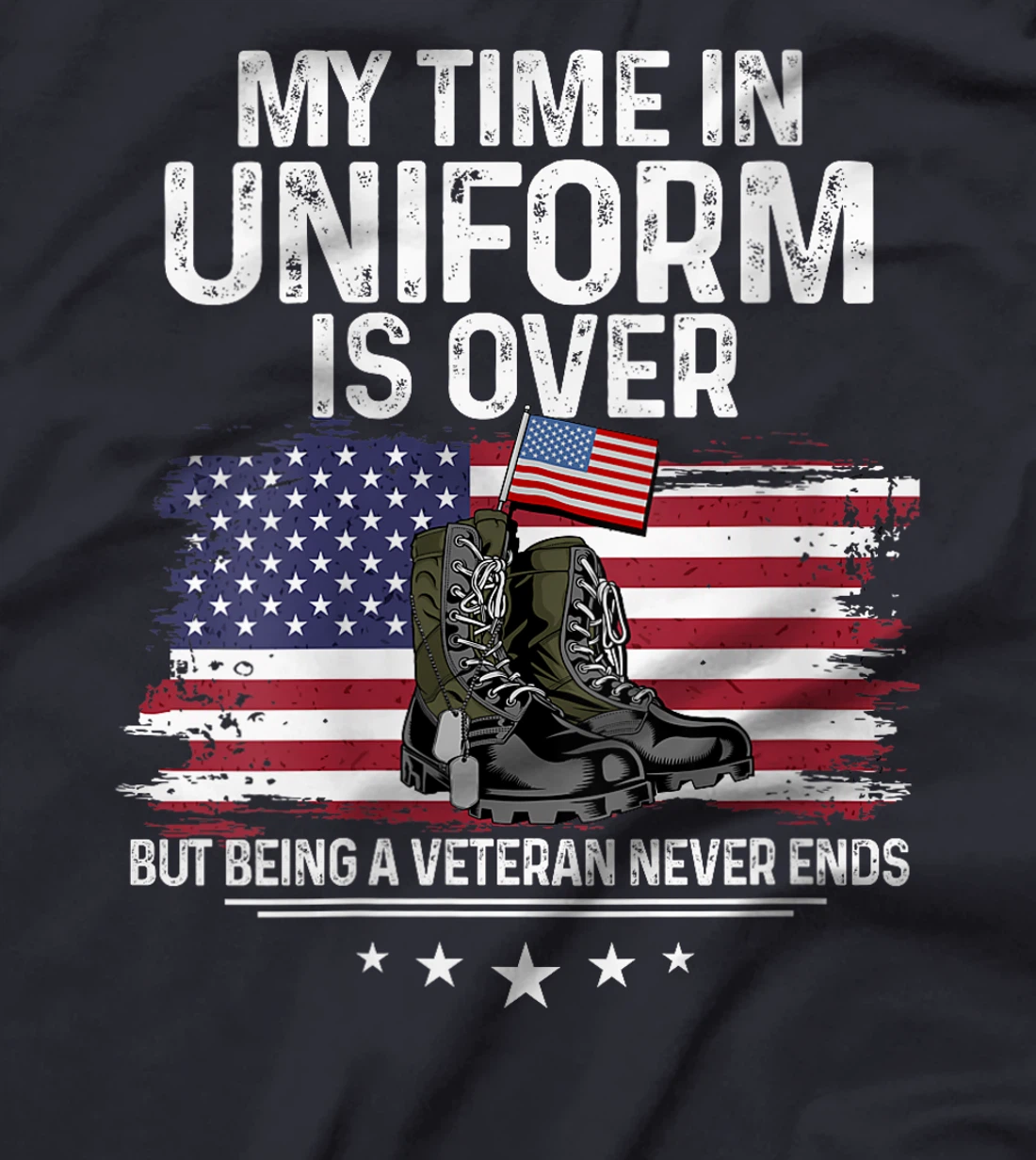 Womens My Time In Uniform Is Over But Being A Veteran Never Ends T-Shirt