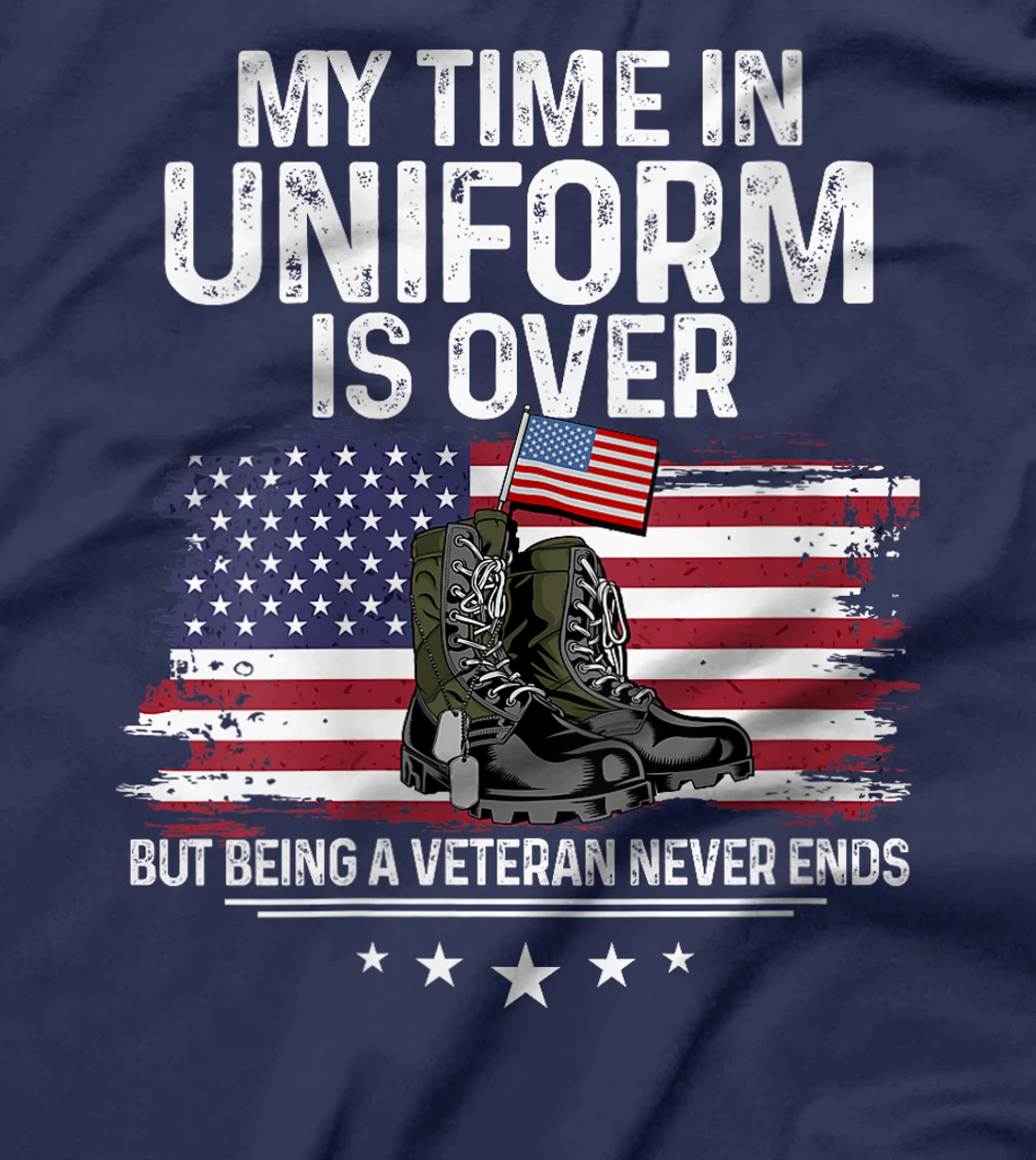 Womens My Time In Uniform Is Over But Being A Veteran Never Ends T-Shirt