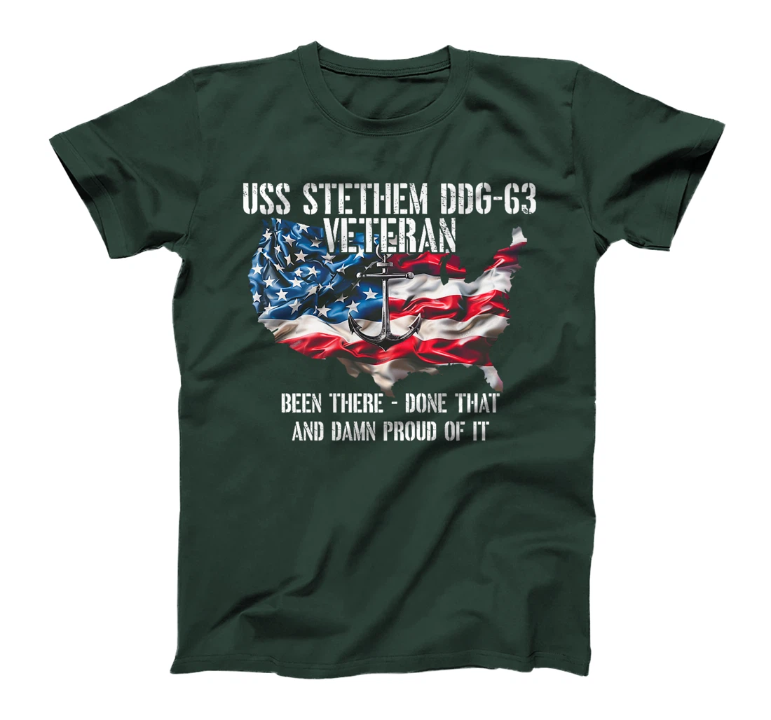 USS Stethem DDG-63 Destroyer Veteran US Flag Premium T-Shirt