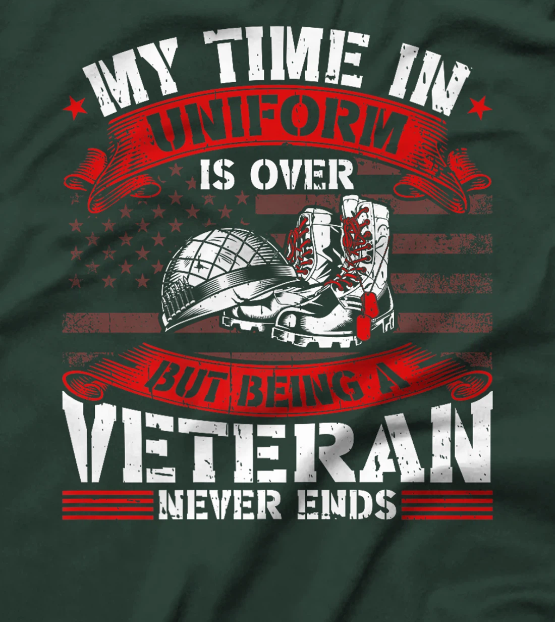 My Time In Uniform Is Over But Being A Veteran Never Ends Premium T-Shirt