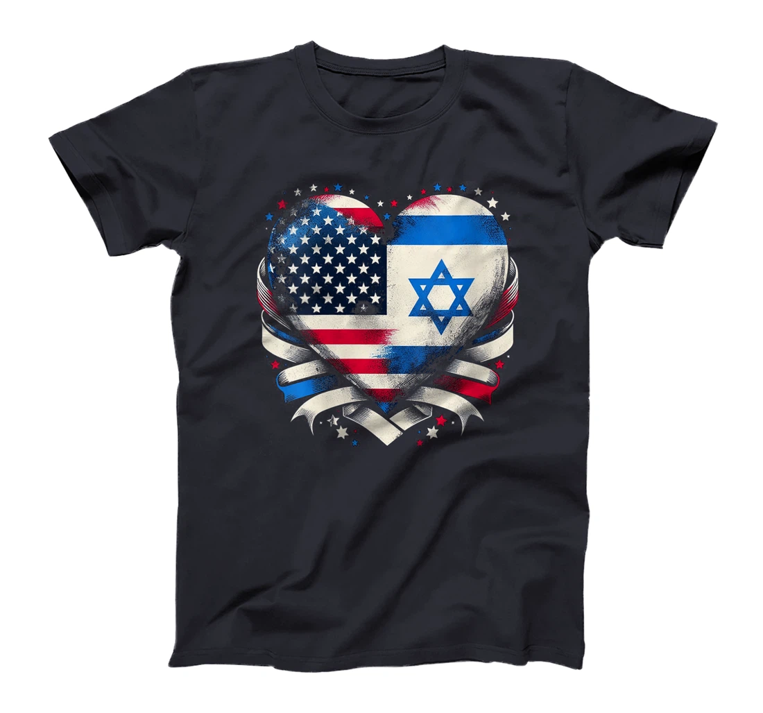 Womens USA Israel Heart - Dual Citizenship T-Shirt