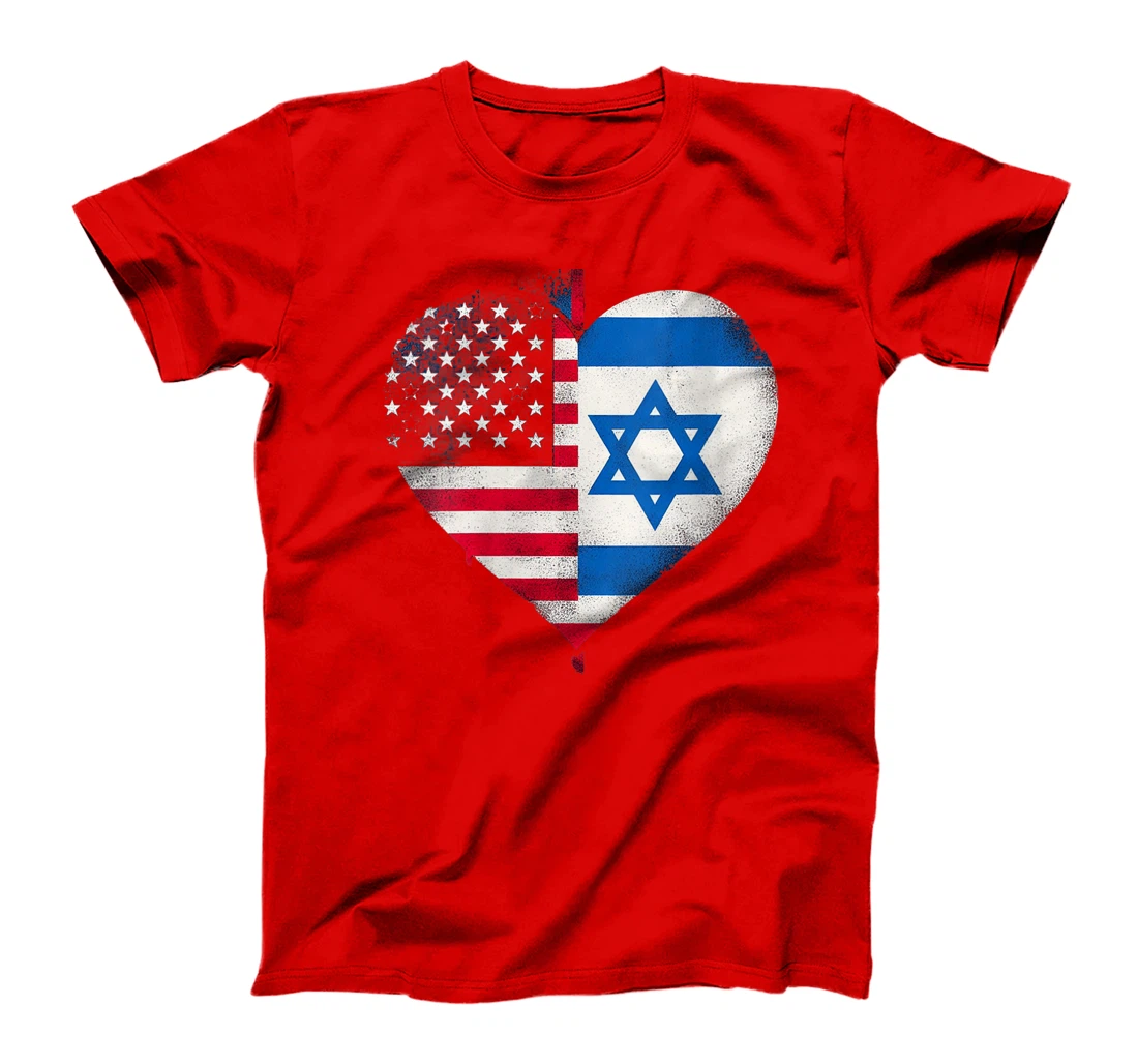 Womens USA Israel Heart - Dual Citizenship T-Shirt