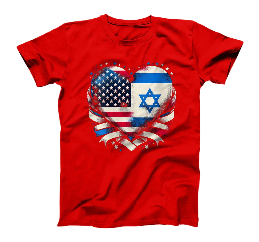 Womens USA Israel Heart - Dual Citizenship T-Shirt