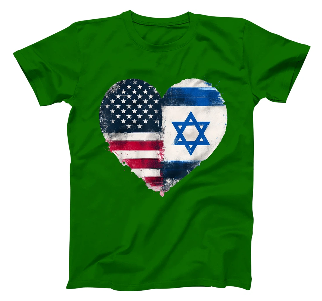 Womens USA Israel Heart - Dual Citizenship T-Shirt