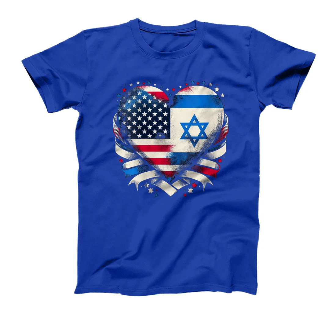 Womens USA Israel Heart - Dual Citizenship T-Shirt