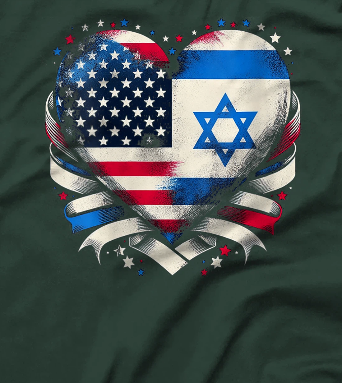 Womens USA Israel Heart - Dual Citizenship T-Shirt